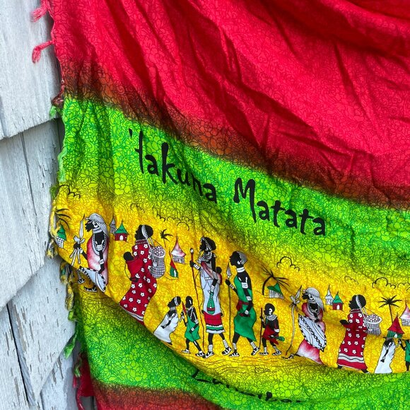 Vtg Zanzibar Tanzania African Tapestry Hakuna Matata Wall Art - Picture 2 of 5